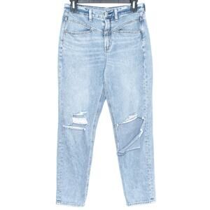 American Eagle Jeans Mom High Rise Ripped Y2K 90s Grunge Casual Blue 4 Short